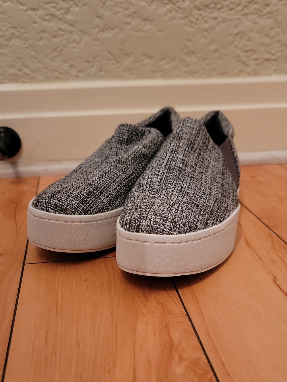 Vince Gray Knit Slip-On Platform Sneakers